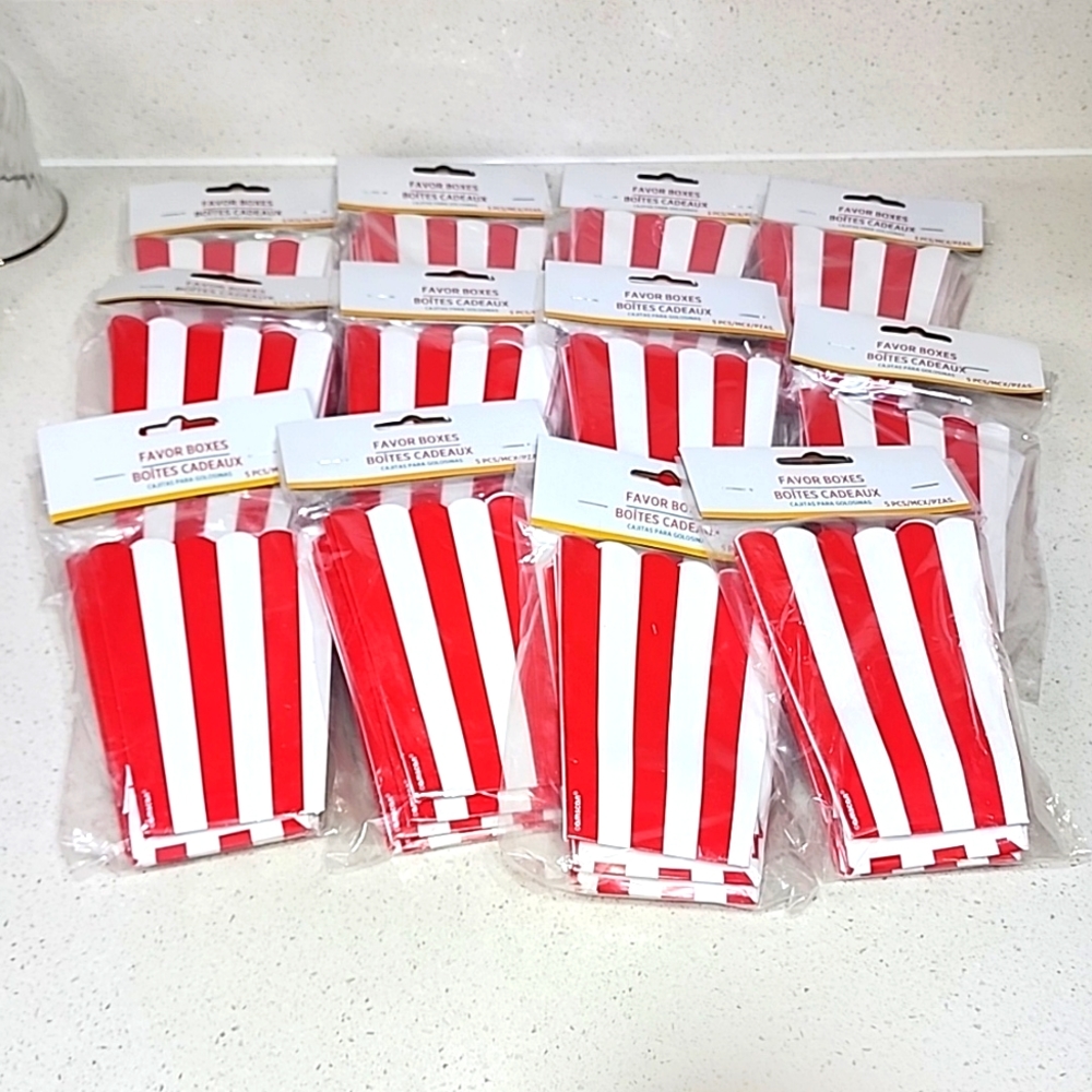 Popcorn Box Favors. 12 packs. Each pack has 5 pcs. NEW.
